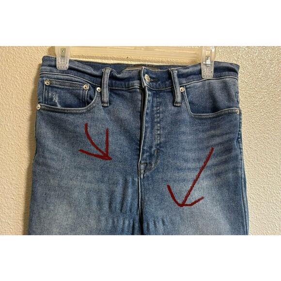 J. Crew Women’s Size 29 Point Sur Jeans Medium Wash High Rise Distressed Raw Hem - Picture 6 of 12